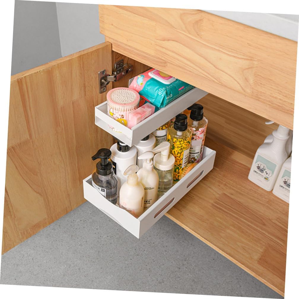 Cabilock Telescopic under Sink Rack Sliding Design Storage Organizer for Kitchen and Bathroom Space-saving Tiered Cabinet Holder for Essentials