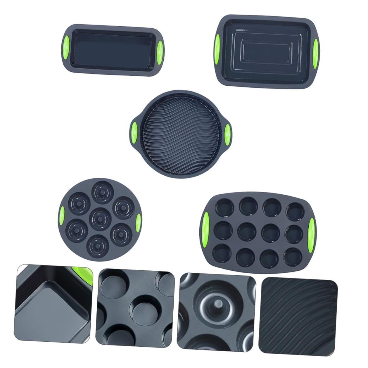 DOITOOL Juego de 5 Moldes de Silicona para Hornear Pasteles Flexibles y Reutilizables Color Gris Herramienta Práctica para Repostería Casera y Utensilios de Cocina