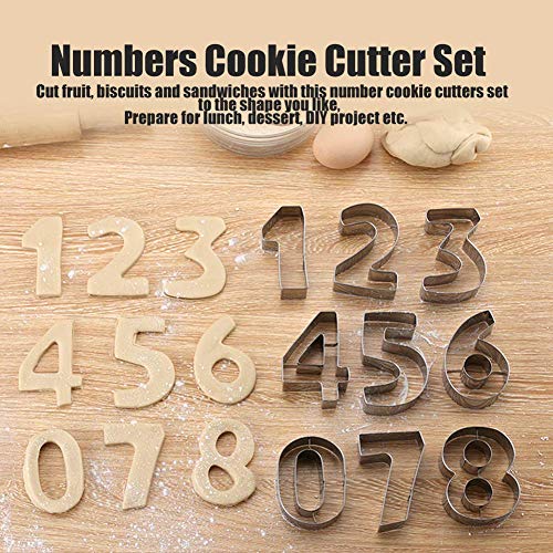 Large Number Cookie Cutters (0-9) Ofone 3 Inches Stainless Steel Biscuit Cutters Set 9 Pieces Numbers Fondant Mold For Baking Donuts Pastry Cake Fruits Clay Tool #TOP3