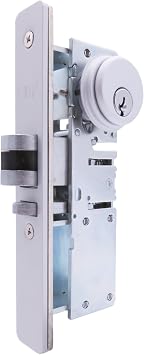 elox Narrow Stile Aluminum Door Mortise Deadlatch Lock Double Keyed Cylinder & 4 Keys, Handing Reversible, 1-1/2" Backset, in Aluminum Finish