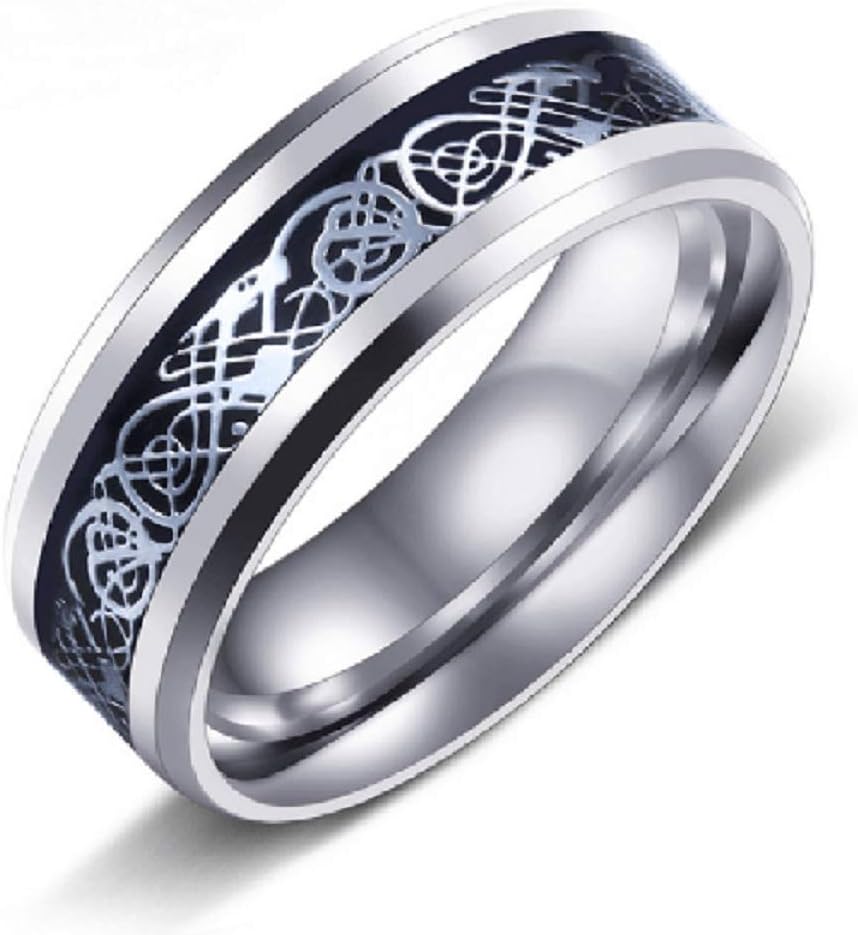 Lzz Silver Dragon Beveled Edge Celtic Dragon Titanium Stainless Steel Men's Wedding Ring Size 7-12 (US code 11) - Image 3