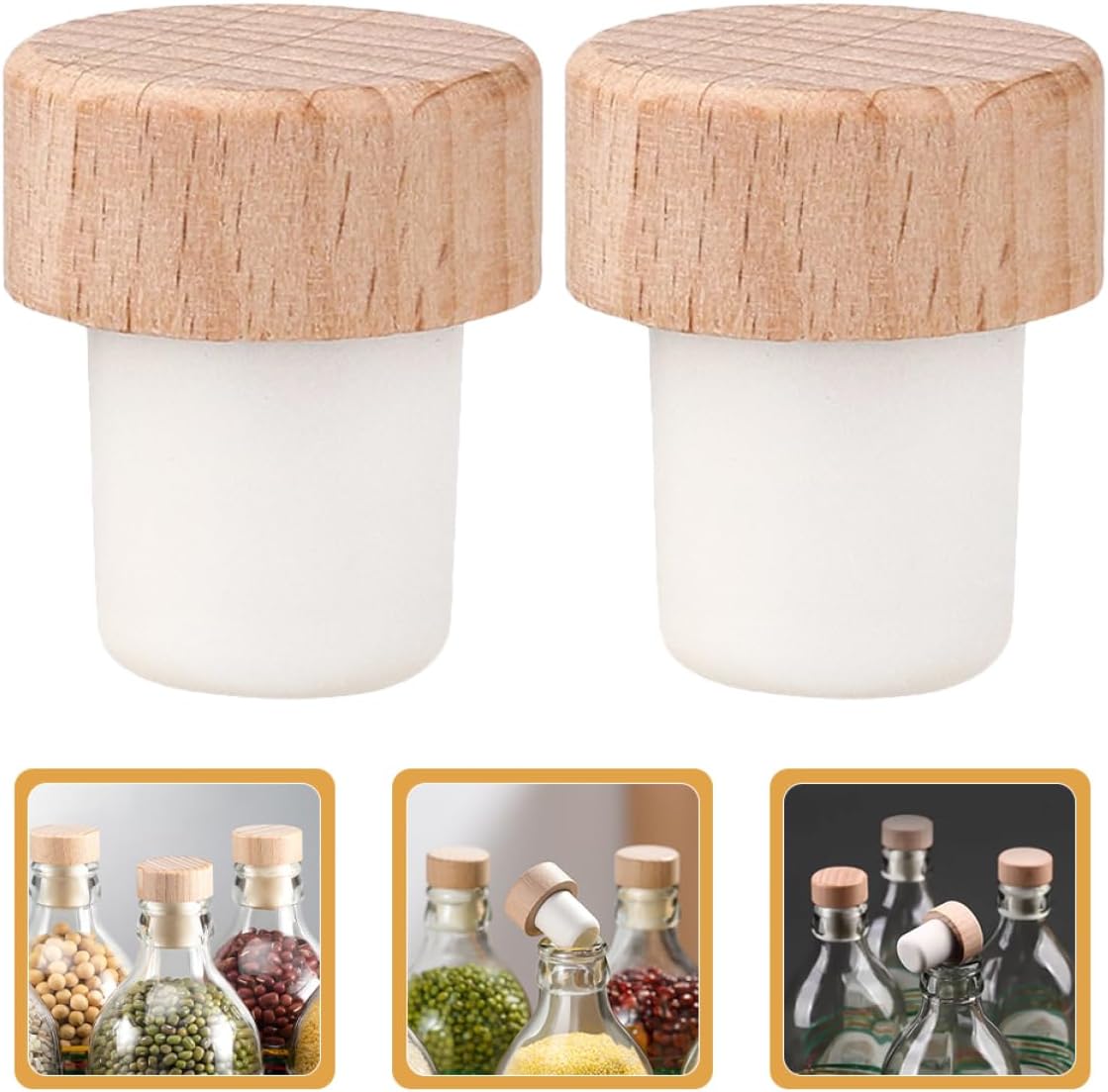 24pcs T Shaped Wine Stoppers Wooden and Silicone Seal Plugs