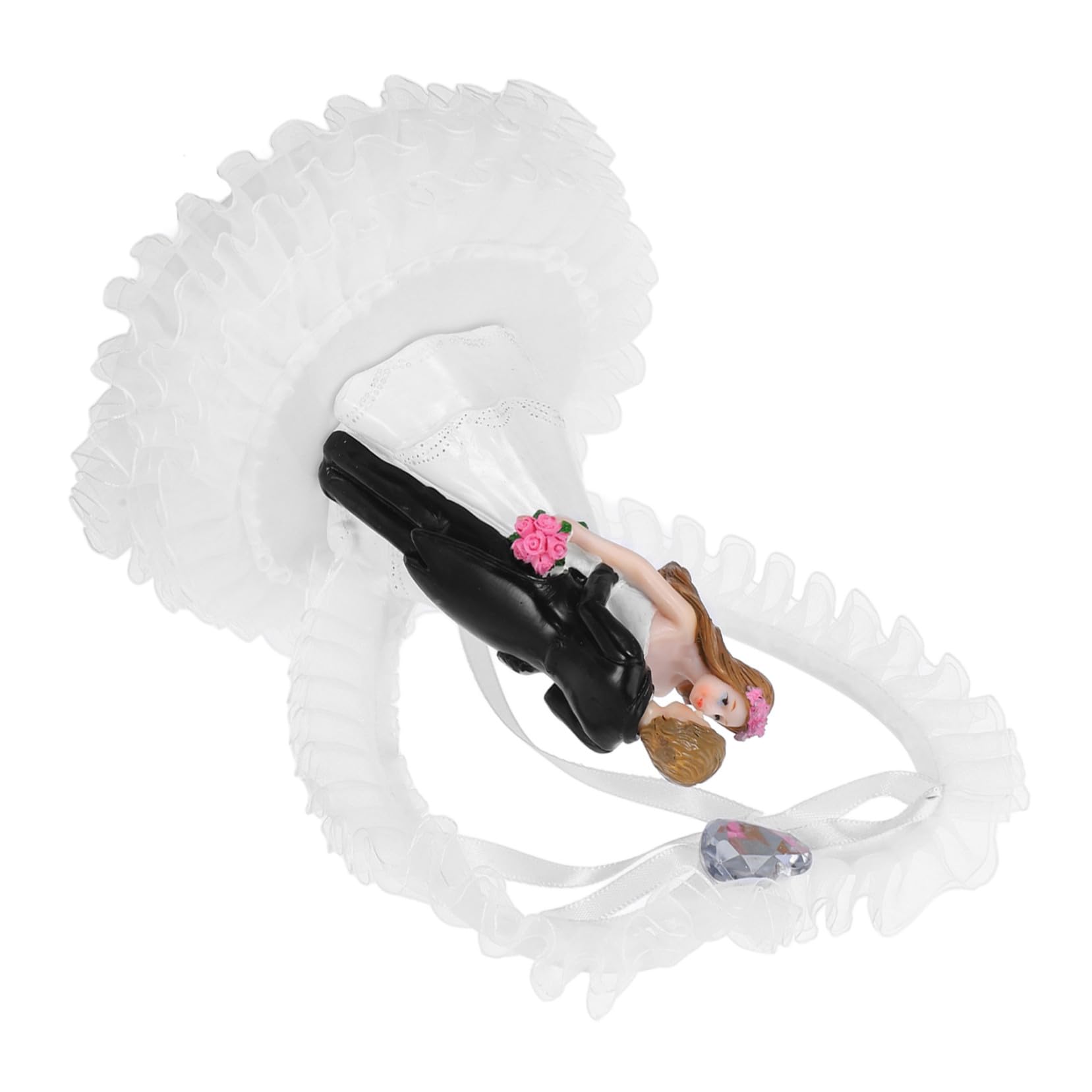 Harz Paarstatue Hochzeitspaar Figur Weiß Dekorative Hochzeitsdekoration | Abschluss Geschenk, Romantische Deko für Hochzeitstorte und Festtafel, Kunstharz mit Kunststoff Details