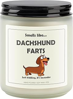 Dachshund Gifts & Decor, Dachshund Gifts for Women, Weiner Dog Farts Candle | Lavender Scent, Handcrafted with Natural Soy Wax