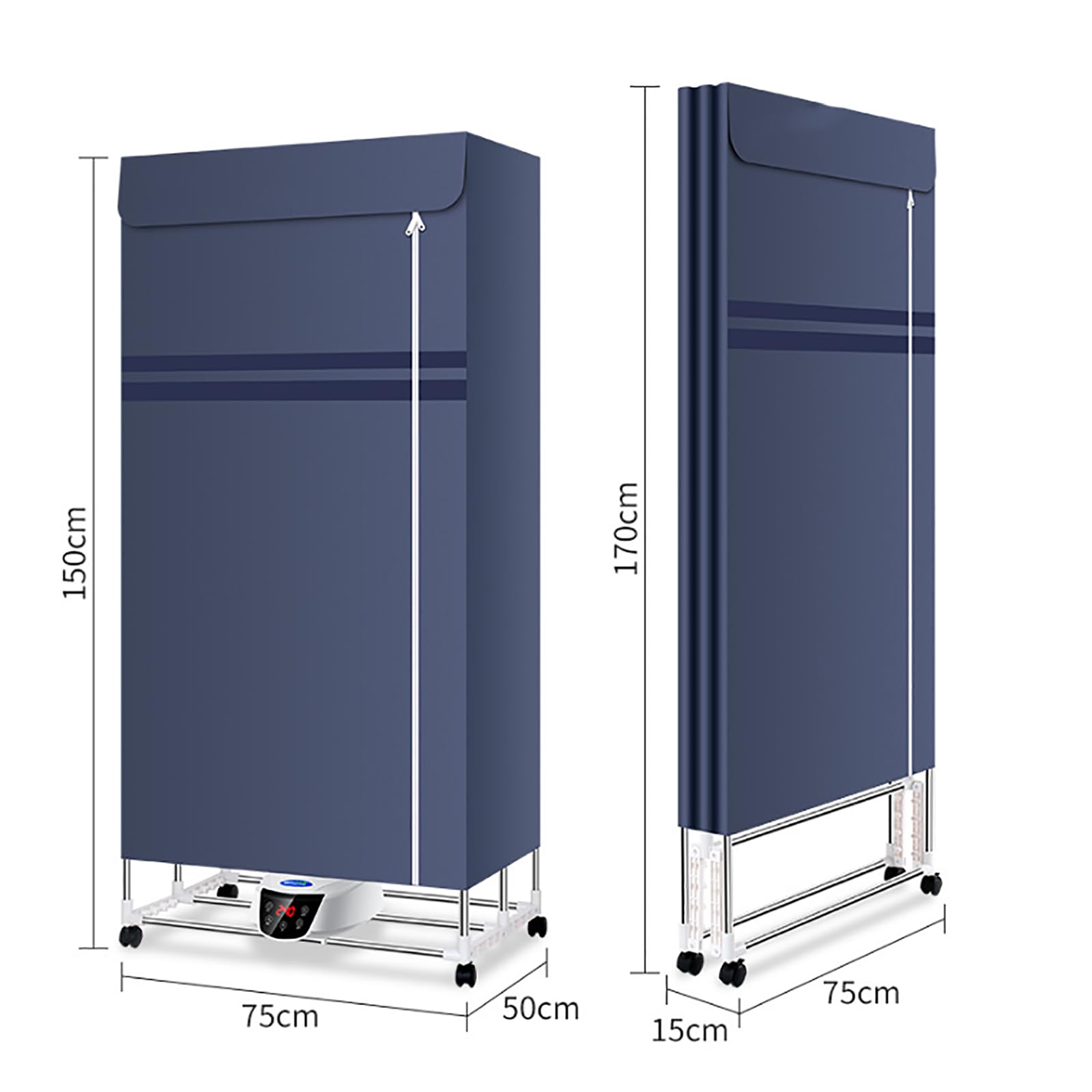 Rejilla Para Secadora Ropa Eléctrica Eficiente, Secadora Ropa Eléctrica 2capas Con Dispositivo Móvil, Capacidad Carga: 5-10kg/energía Eólica: 2300/temporizador: 240min/solo 15cm Después Del Plegado
