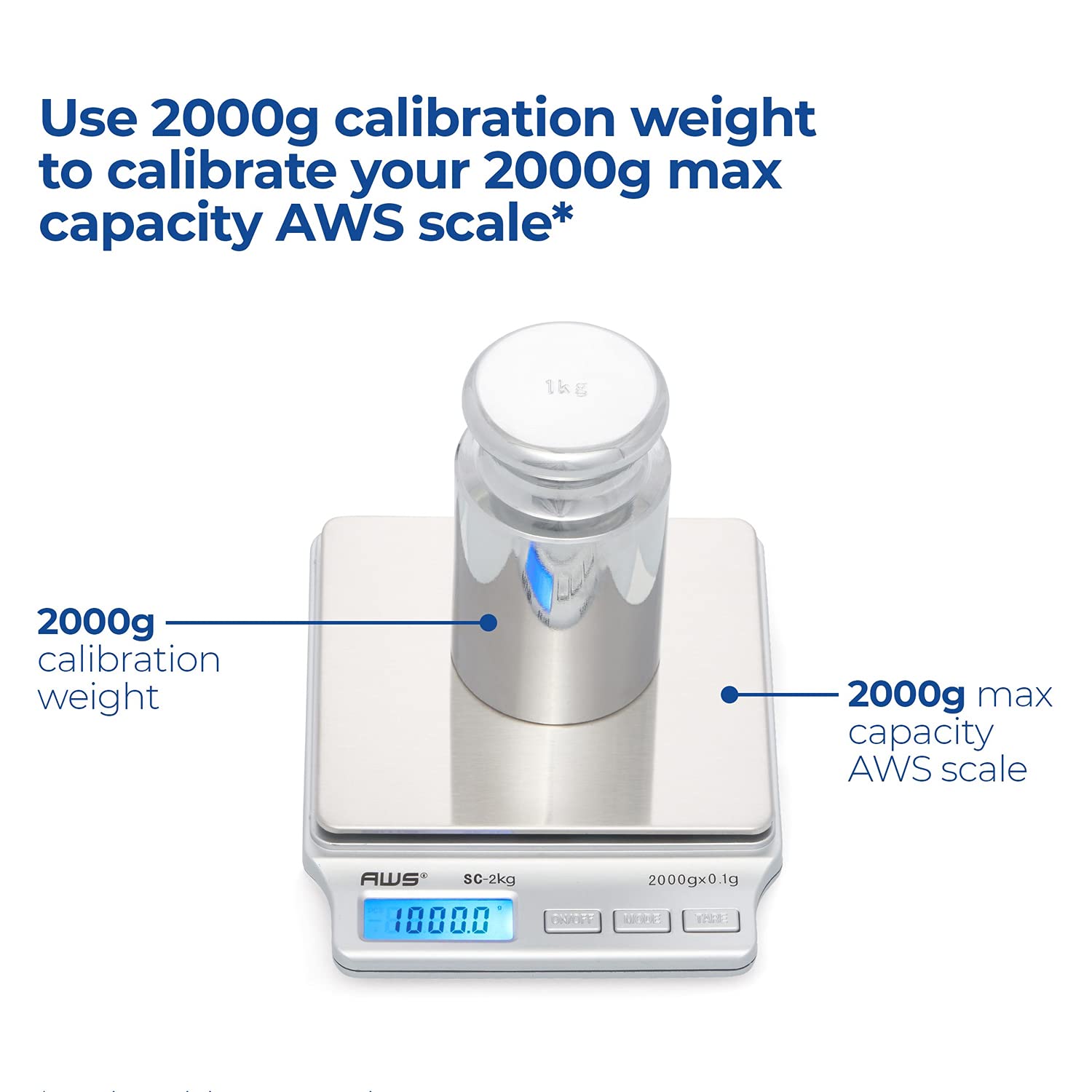 American Weigh Balance 2 Kgwgt en Acier Carbone 2000 GM calibrage Poids Échelle avec Finition chromée