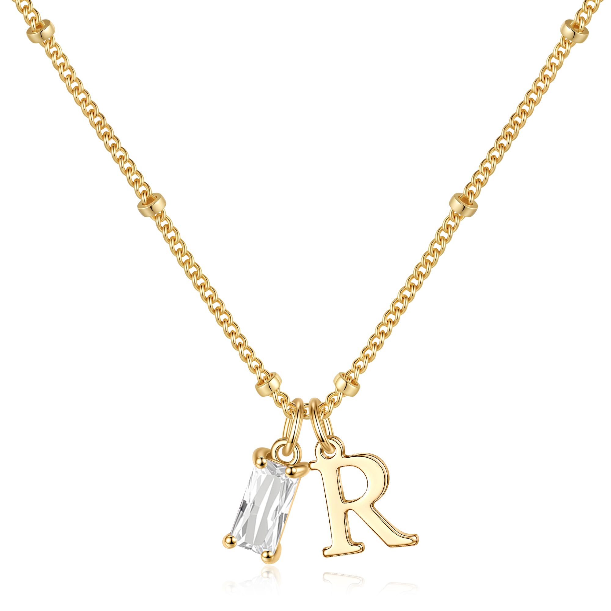 Cadeau anniversaire femme : collier initiale et pierre du mois - 8