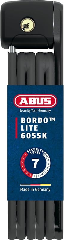 ABUS Bordo Lite 6055K SH összecsukható kerékpárzár tartóval - fekete - 85 cm