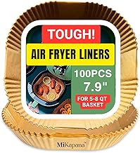 Square Air Fryer Liners Disposable, 100 Sheets, 7.9" Parchment Paper for Air Fryer Accessories
