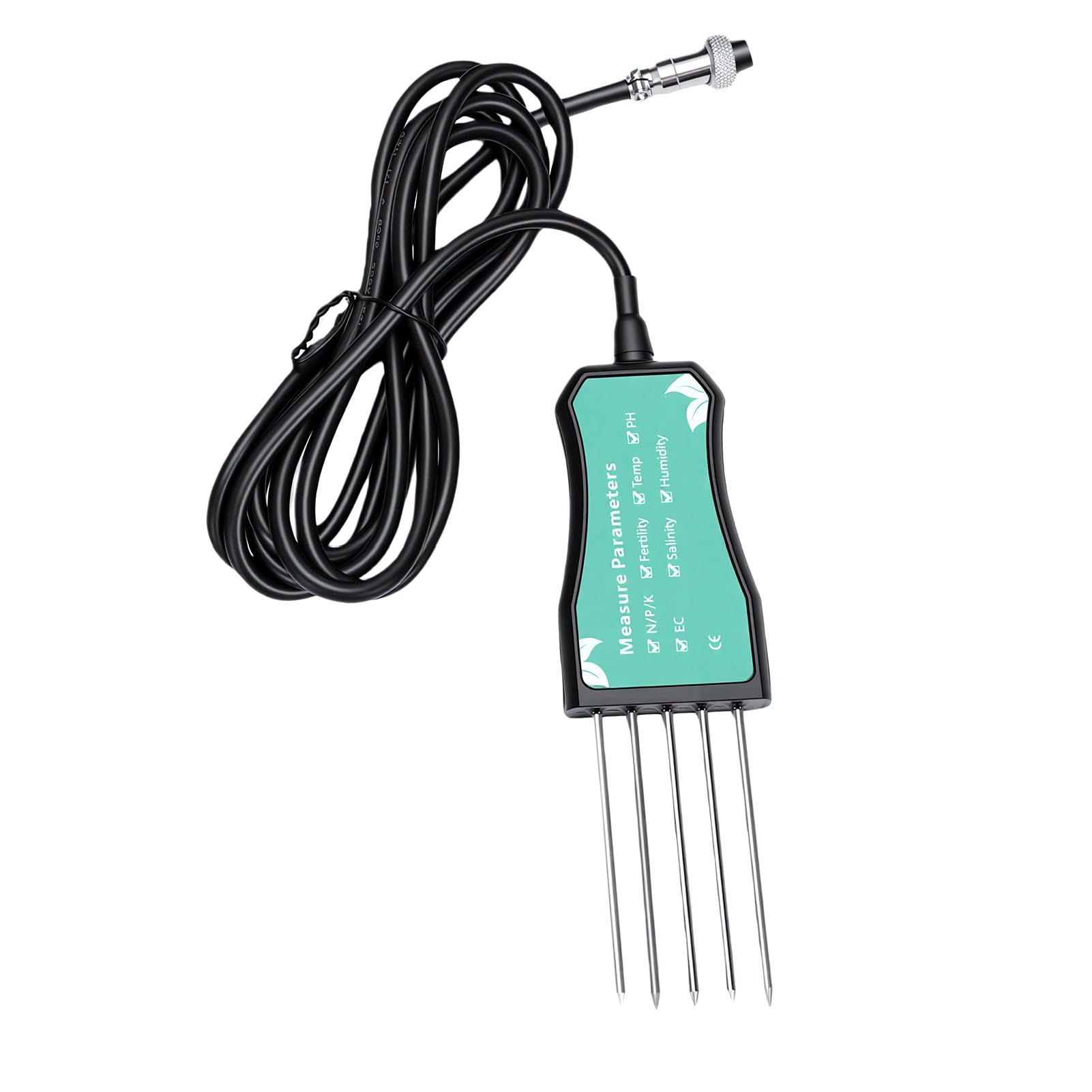 Medidor de Suelo 9 en 1, Analizador NPK PH EC Salinidad con | Carcasa ABS, Uso en Jardín y Granja, Sonda Doble, Batería Recargable 500mAh