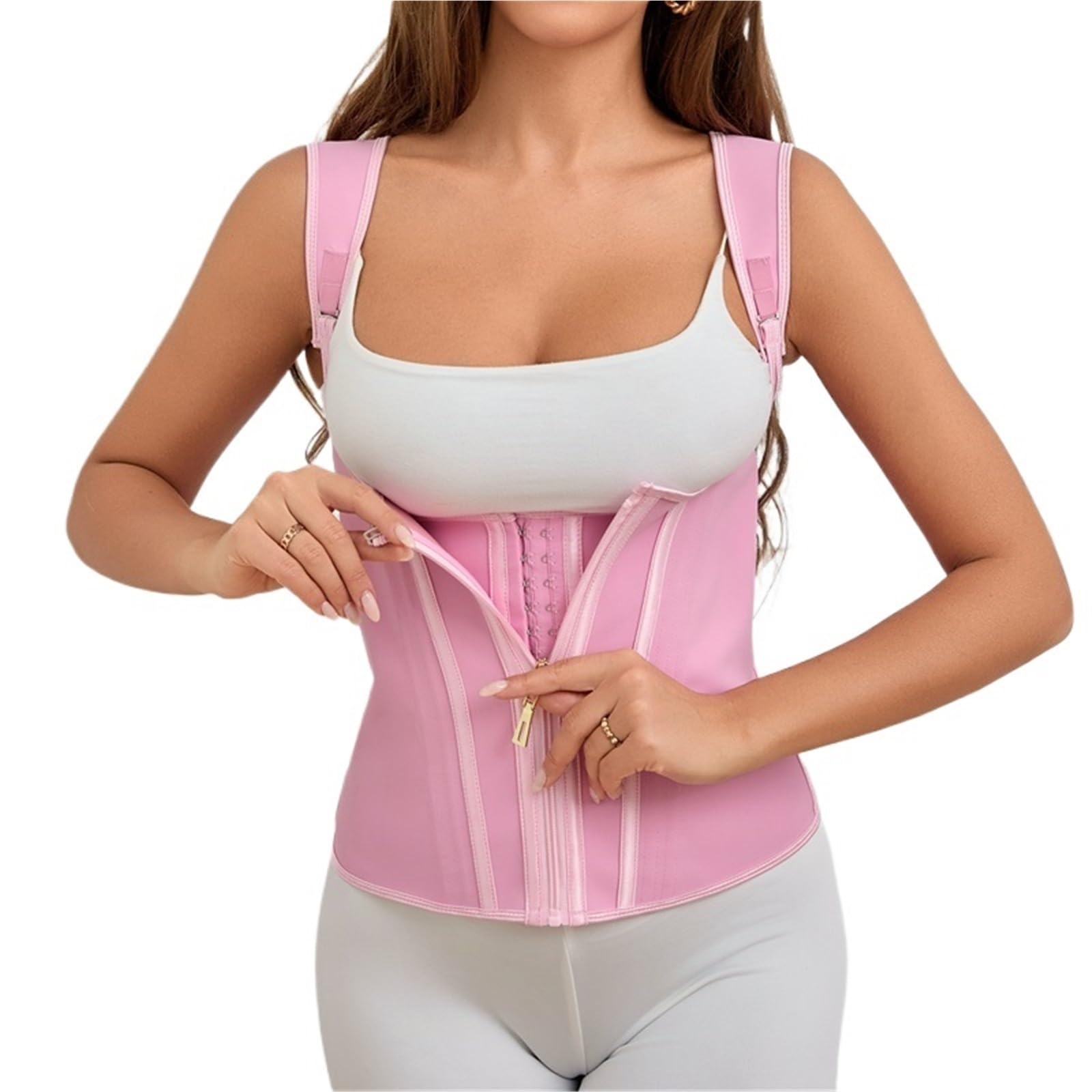 Fascia Addominale Dimagrante Guaine snellenti, Gilet Modellante, Corsetto, Cintura, Body Shaper, Maglietta da Allenamento Rosa per Addominali