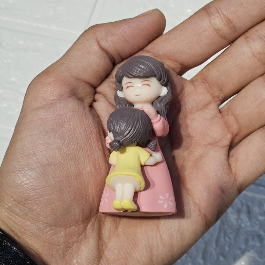 Image of Miniature Mother Daughter Figurine for Mini Garden, Terrarium, Fairy Garden, Dollhouse Accessory & Home Decor | Cute Showpiece for Gifting