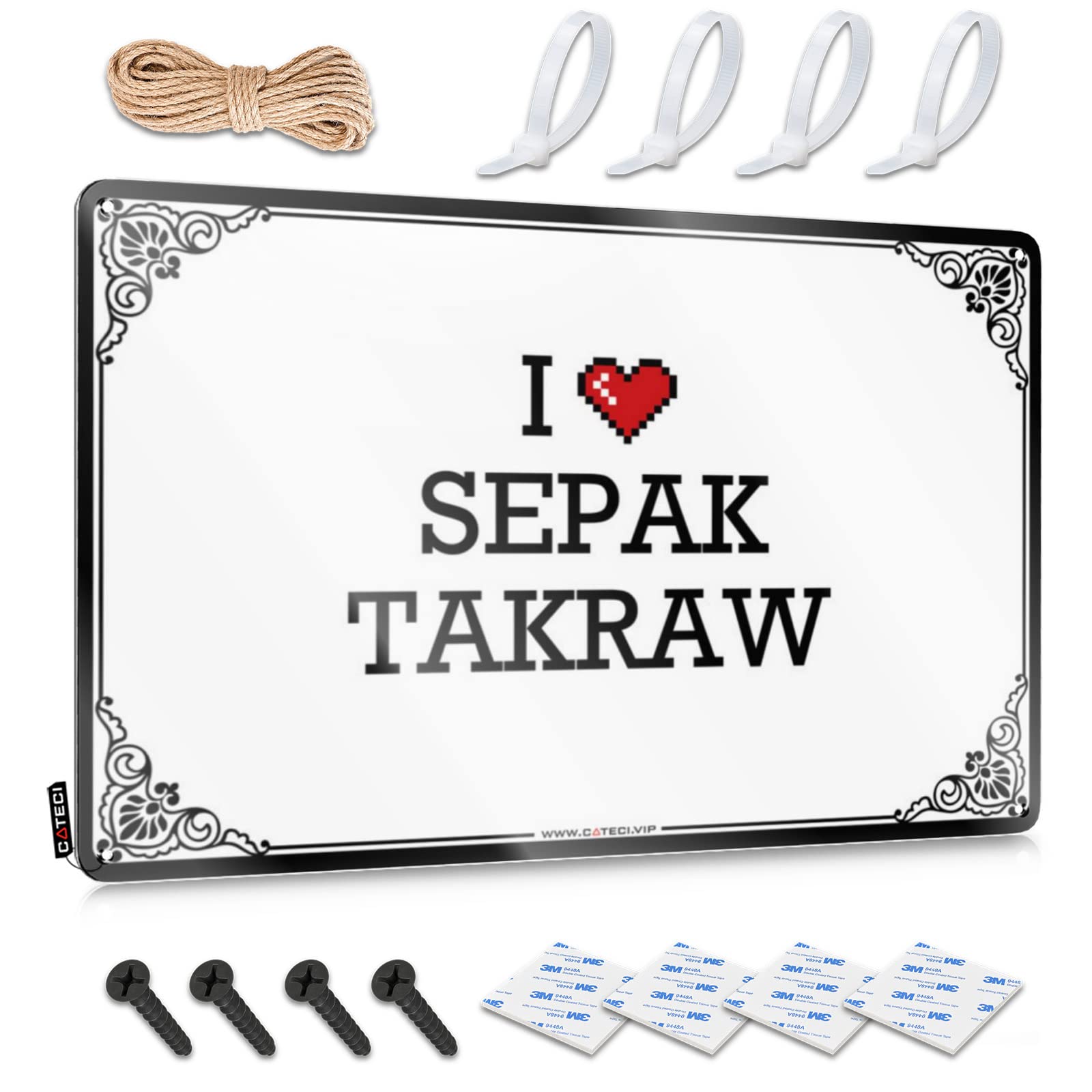 Indie Room Decor Cave Art - I Love Sepak Takraw Accessory Rustic Wall Hanging(30X40CM)