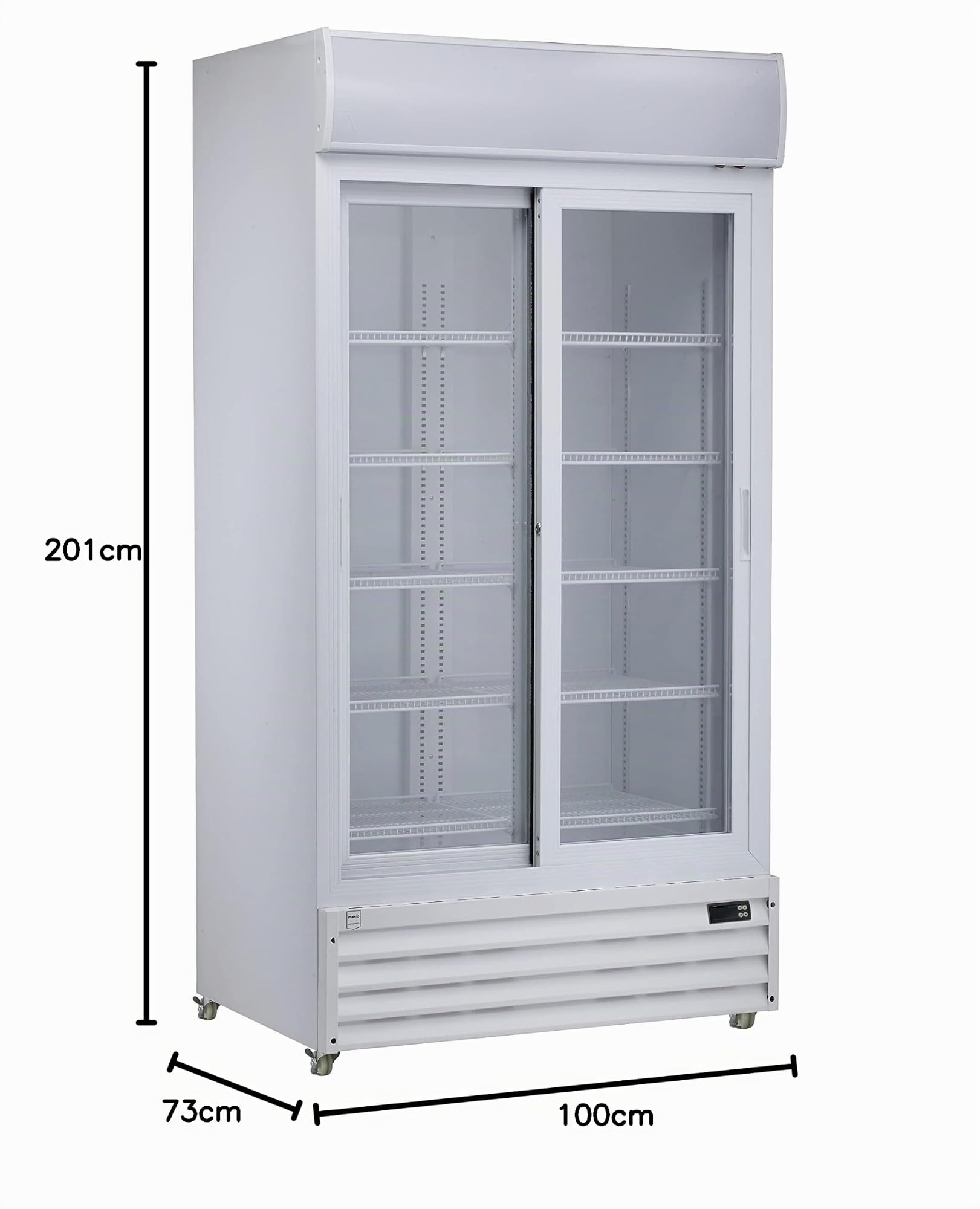 METRO Professional Glastürkühlschrank GSC3800 mit 2 Schiebetüren, 690 L, weiß, 680 W, 220-240 V, Kühlschrank Led Beleuchtung und 10 verstellbaren Einlegeböden für Gastronomie, Bar, Restaurant