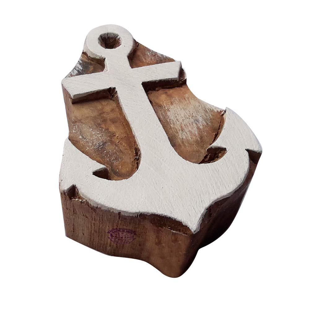 Mehndi Print Blocks Anchor Shapes Wood Stamps - DIY Henna Fabric Textile Paper Clay Pottery Block Printing Stamp