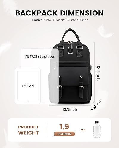 Miniatura 5 de LOVEVOOK Mochila para laptop para mujer, mochila vintage de viaje de negocios con puerto de carga USB, para profesores, médicos, enfermeras, bolsa