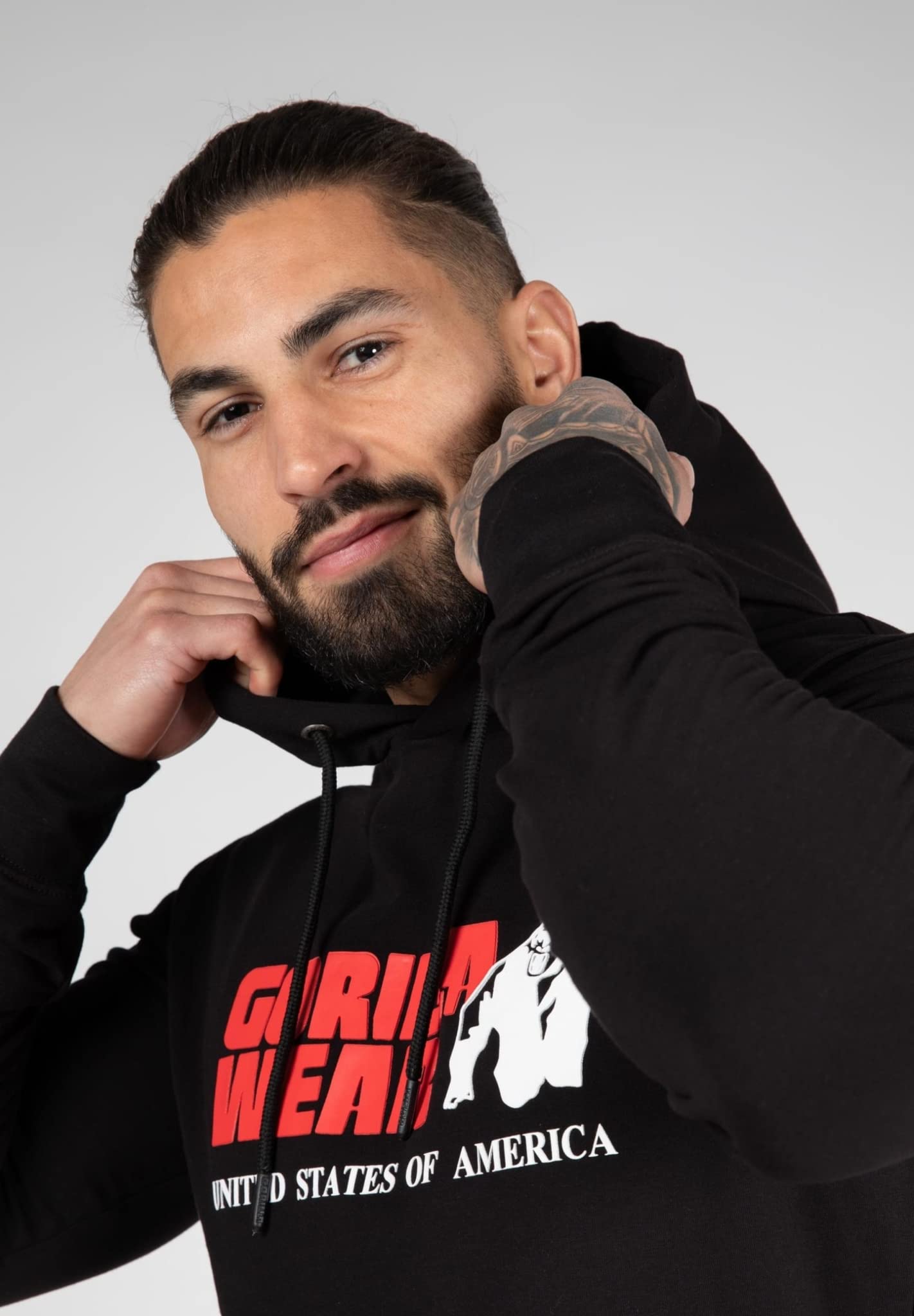 Gorilla Wear Męska klasyczna bluza z kapturem, czarny, S