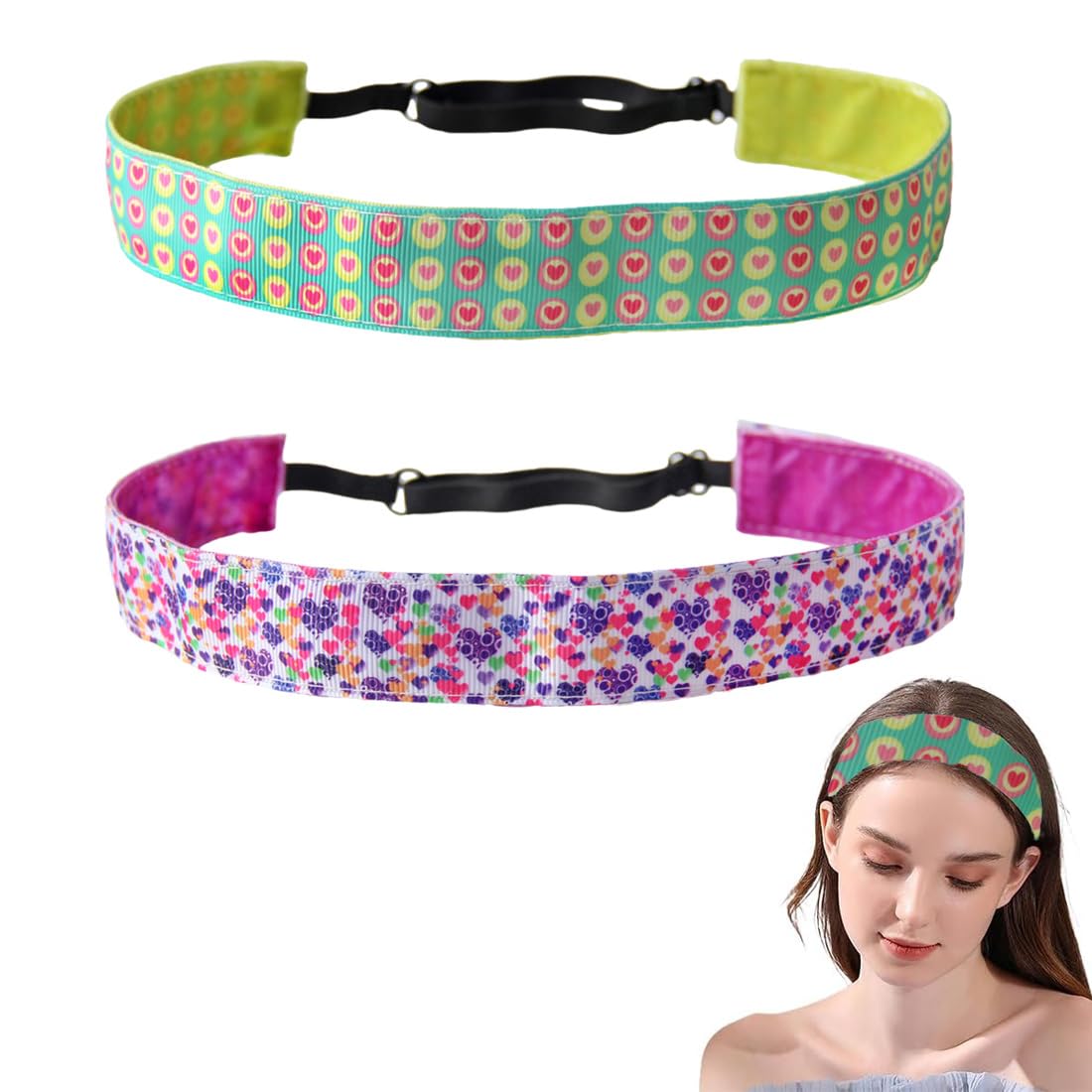 2 Pezzi Fascia per Capelli per Ragazza, Elastiche Tie Dye Fasce Capelli, Non-Scivolo Colorate Sport Fasce Capelli, Carino Turbante, Elastiche Tie Dye Fasce Capelli, Fasce Antiscivolo Ragazze