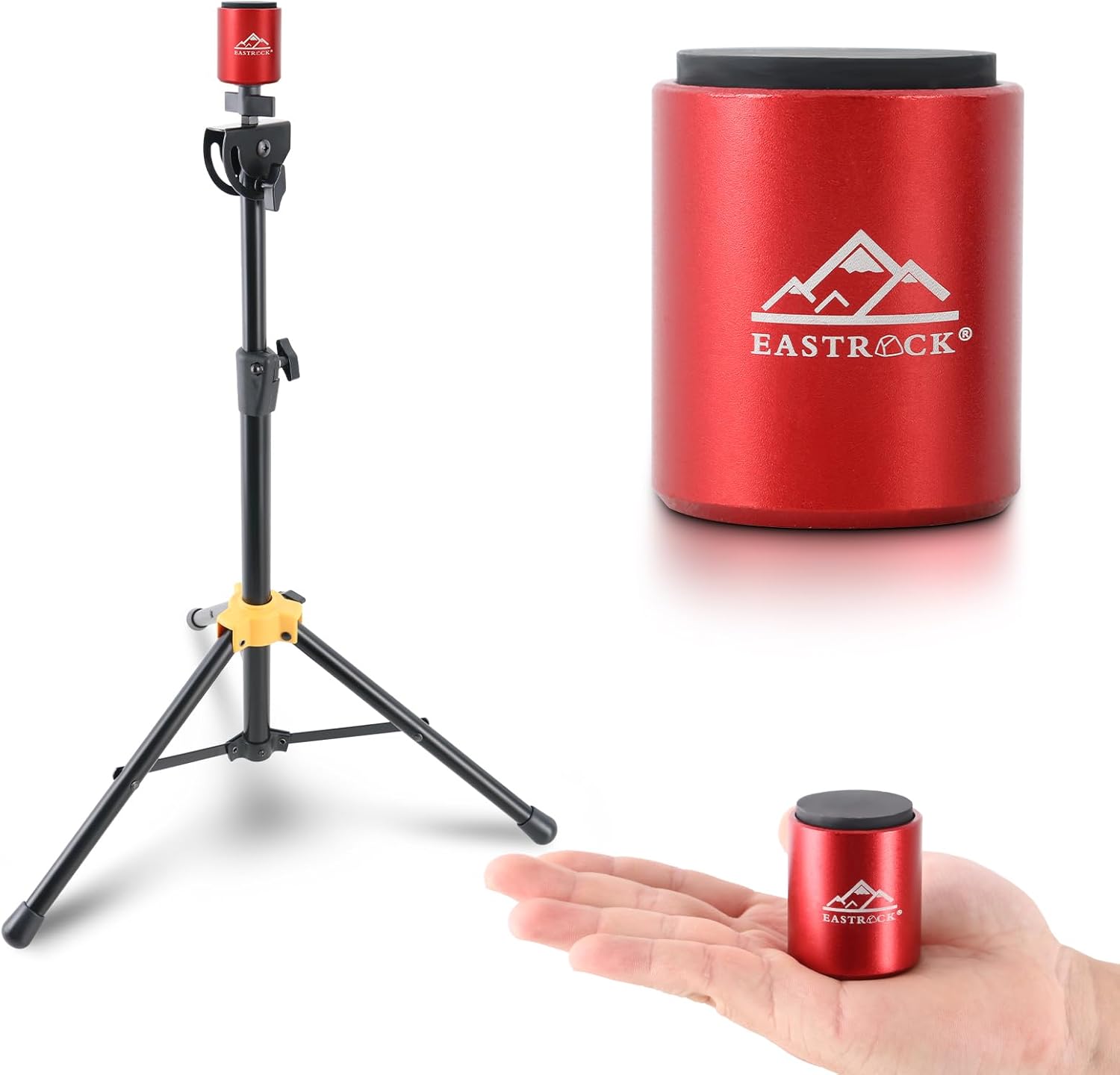 EASTROCK MINI Practice Drum Pad, 2.16 Inches Silent Drum Pad, Silicone Dumb Drum for Beginners (Red With Stand)