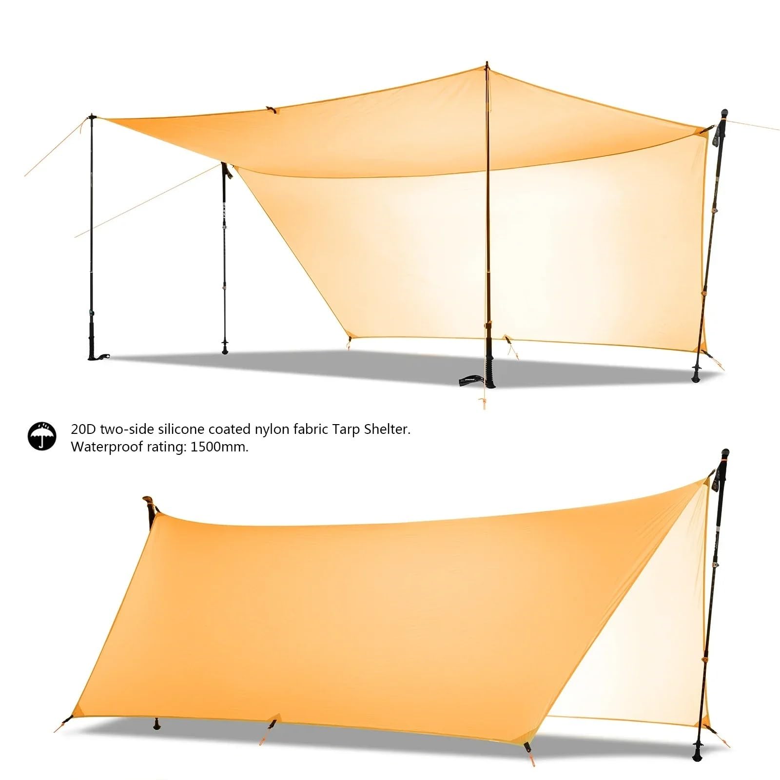 Bâche 20D double face en nylon avec revêtement en silicone ultra léger pour tente de plage, pergola, auvent de pluie, abri solaire de camping