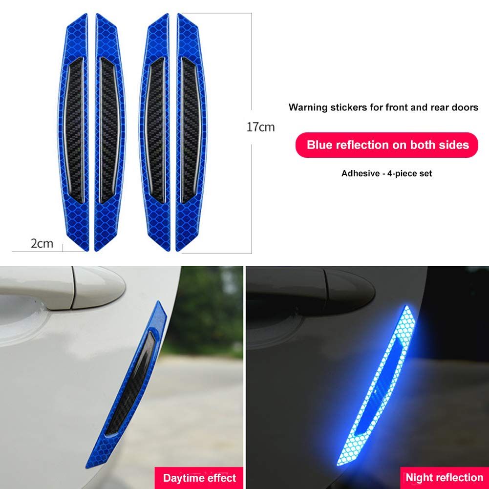 4x Blue Reflective Car Door Edge Protector anti-collision Guard Sticker Strip