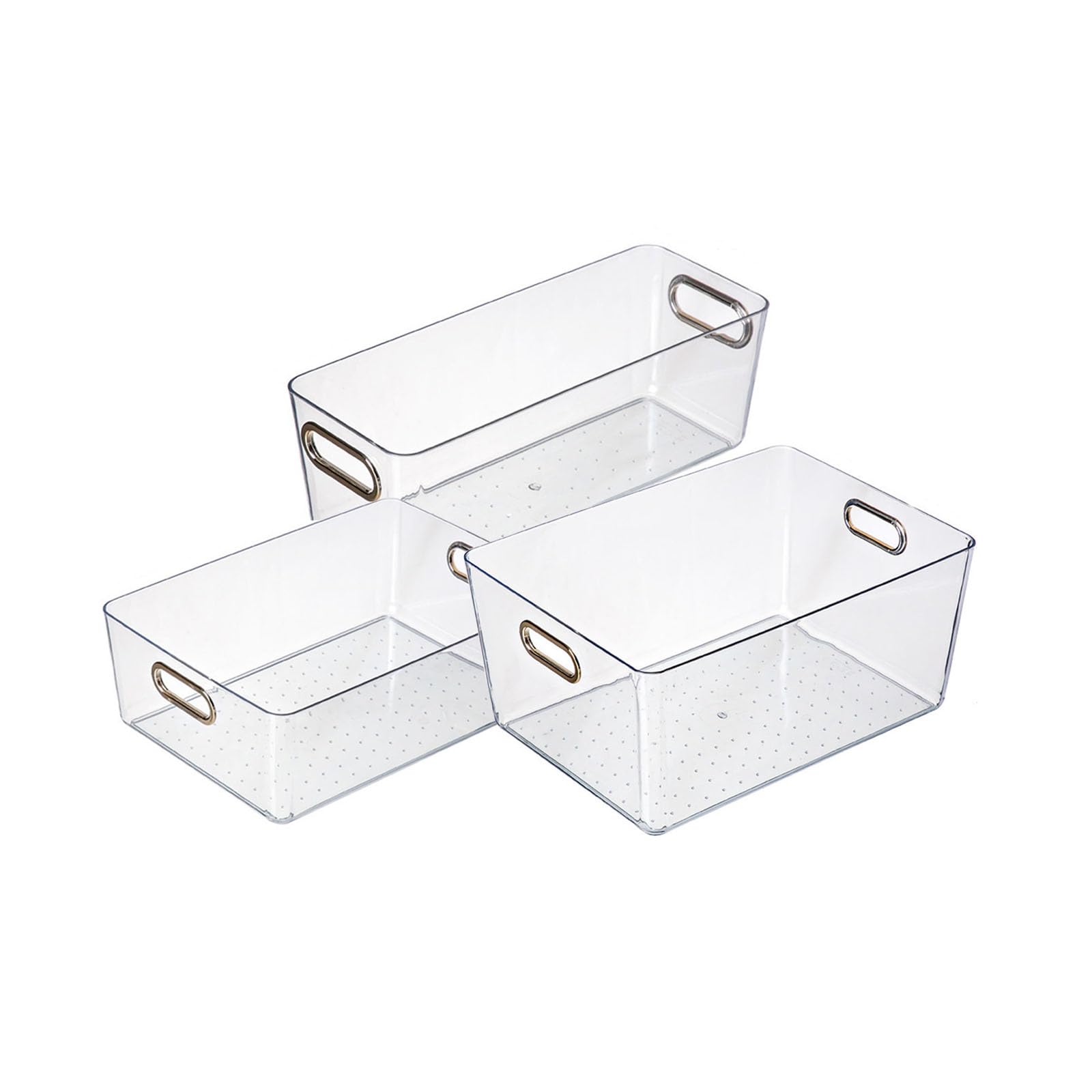Gittcoll Movable Storage Rack with 2 Pulley Track No Punching Transparent Organizer Bins with 2 Handles Large Capacity Storage Basket for Bedroom Kitchen Cabinet Closet DIY (Set)