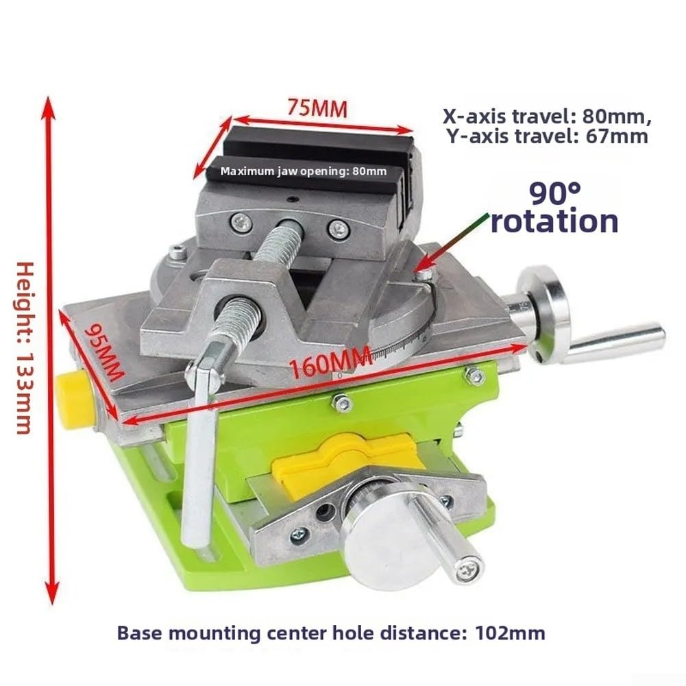 Étau, étau de forage pilier, étau croisé rotatif 75 mm, mâchoire 80 mm x 67 mm, mouvement Y, rotation à 90 °, outil d'établi en alliage d'acier au carbone