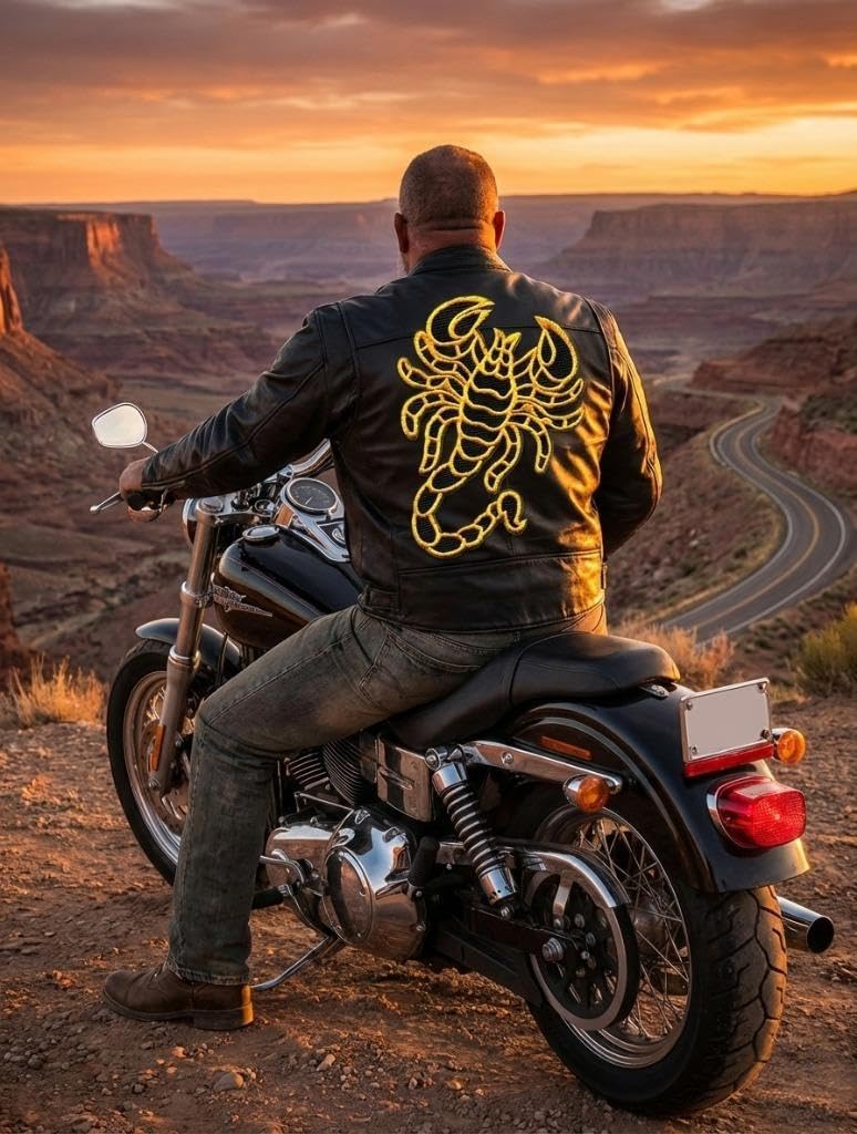 Yellow Scorpion Patch 8x11 Inch, XL XXL Large Embroidered Iron On Applique for Back of Jackets, Biker DIY Fashion Statement Decor