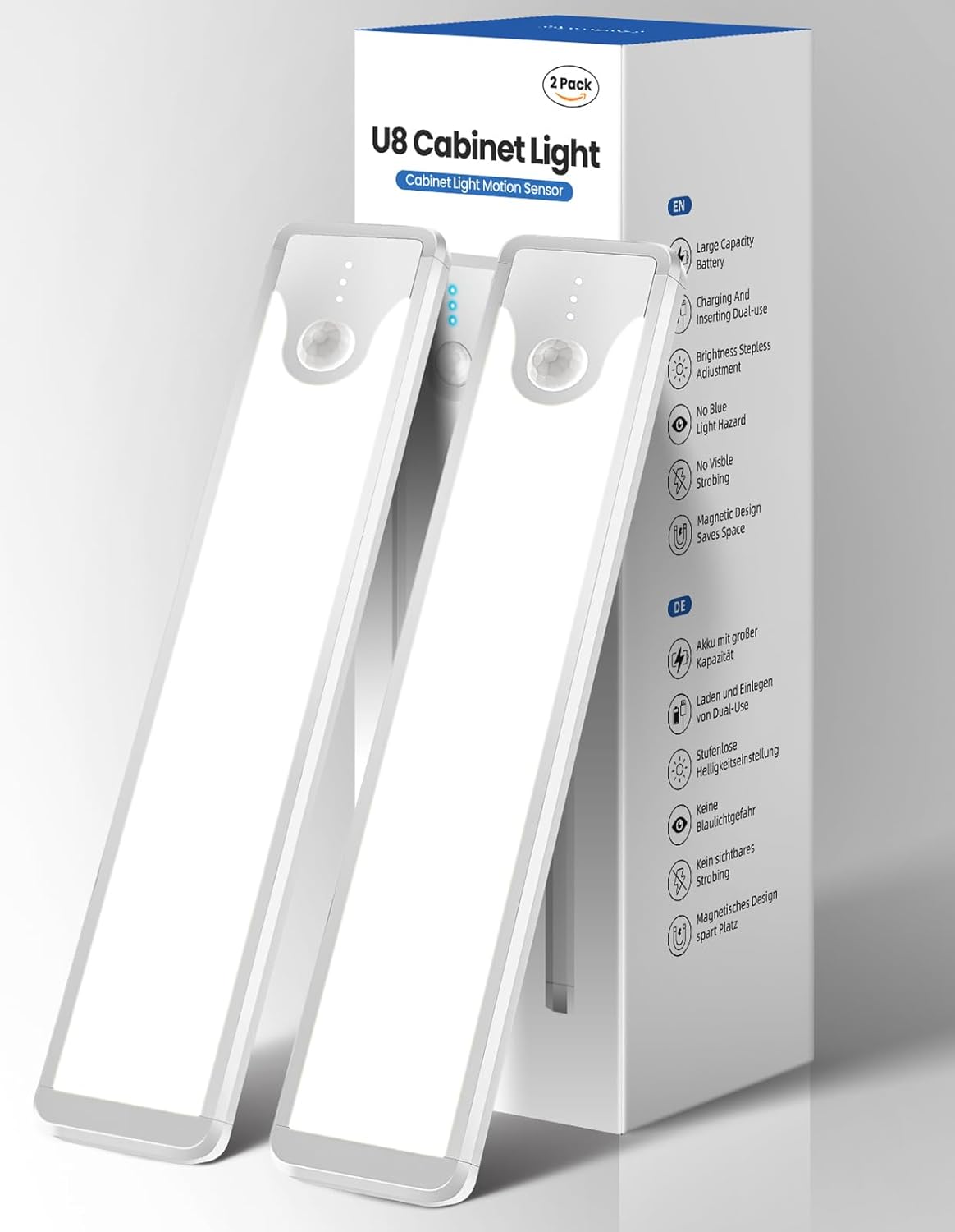 Homelist Motion Sensor Under Cabinet Lights, 2 Pack Wireless Night Light Bar Stick-On, Indoor ...