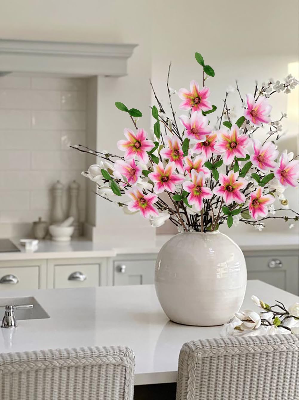 Briful Künstliche Magnolienblätter, 3 Stück, 55,9 Cm, Gelbbraun - Realistische Herbst-Deko Für Vasen, Tischarrangements & Thanksgiving
