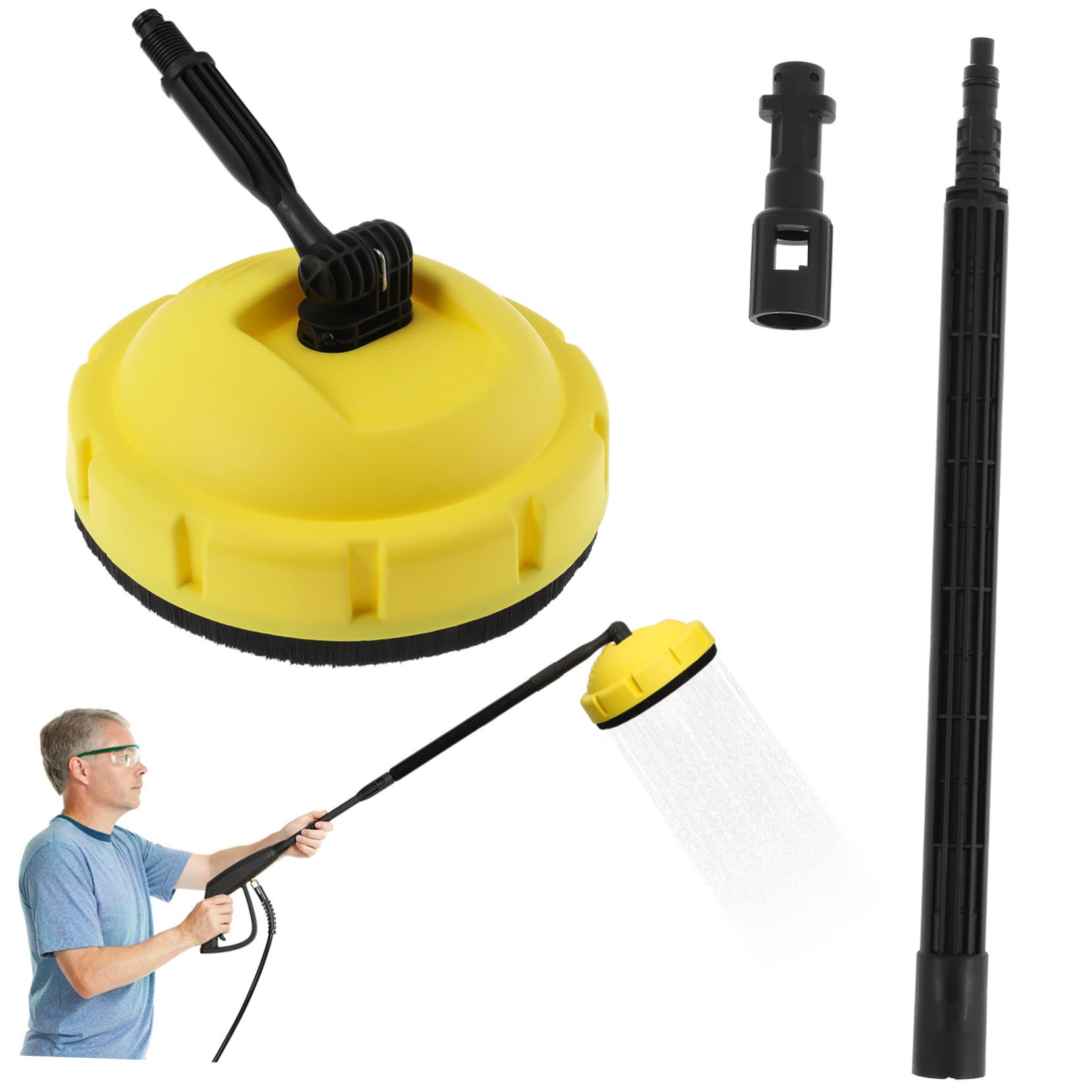 NOLITOY Hidrolavadora Rotativa para Automóviles Limpieza De Patios y Garajes [Alta Presión] [Boquilla Giratoria Plástico] Mango Largo para Superficies Planas Exteriores