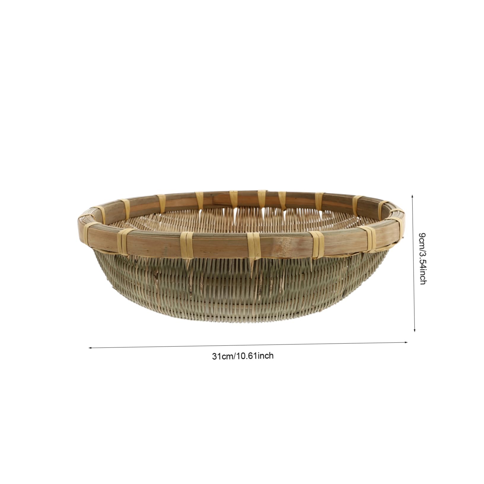 HOLIDYOYO 1 PC Dustpan Snack Container Woven Fruit Basket Round Shallow Basket Fruit Washing Basket Snacks Container Wicker Storage Bin Vegetables Baskets Food Storage Basket Khaki