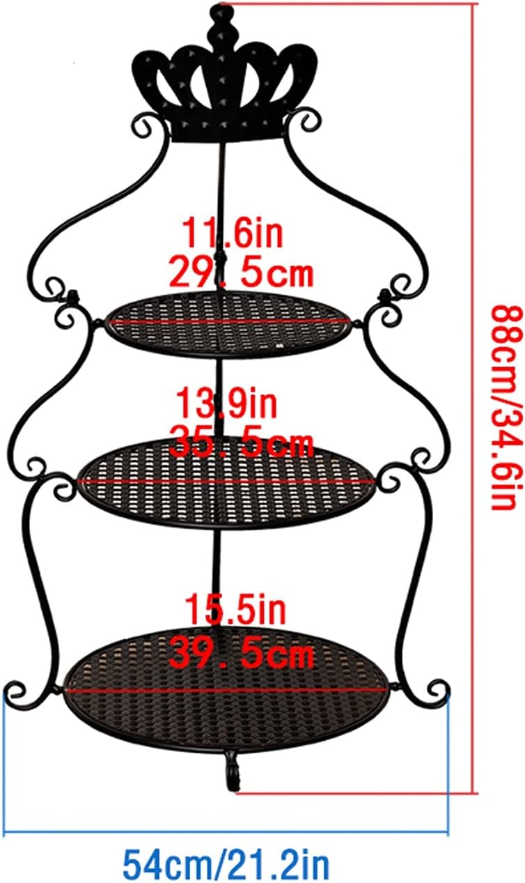 LUCBEI Dessert Stand 3-Tier Cake Stand Wrought Iron Cupcake Display Stand Multi-Color Crown Dessert Table Creative Wedding Party Pastry Service Tray Cupcake Stand Serving Tray (Color : Gray)