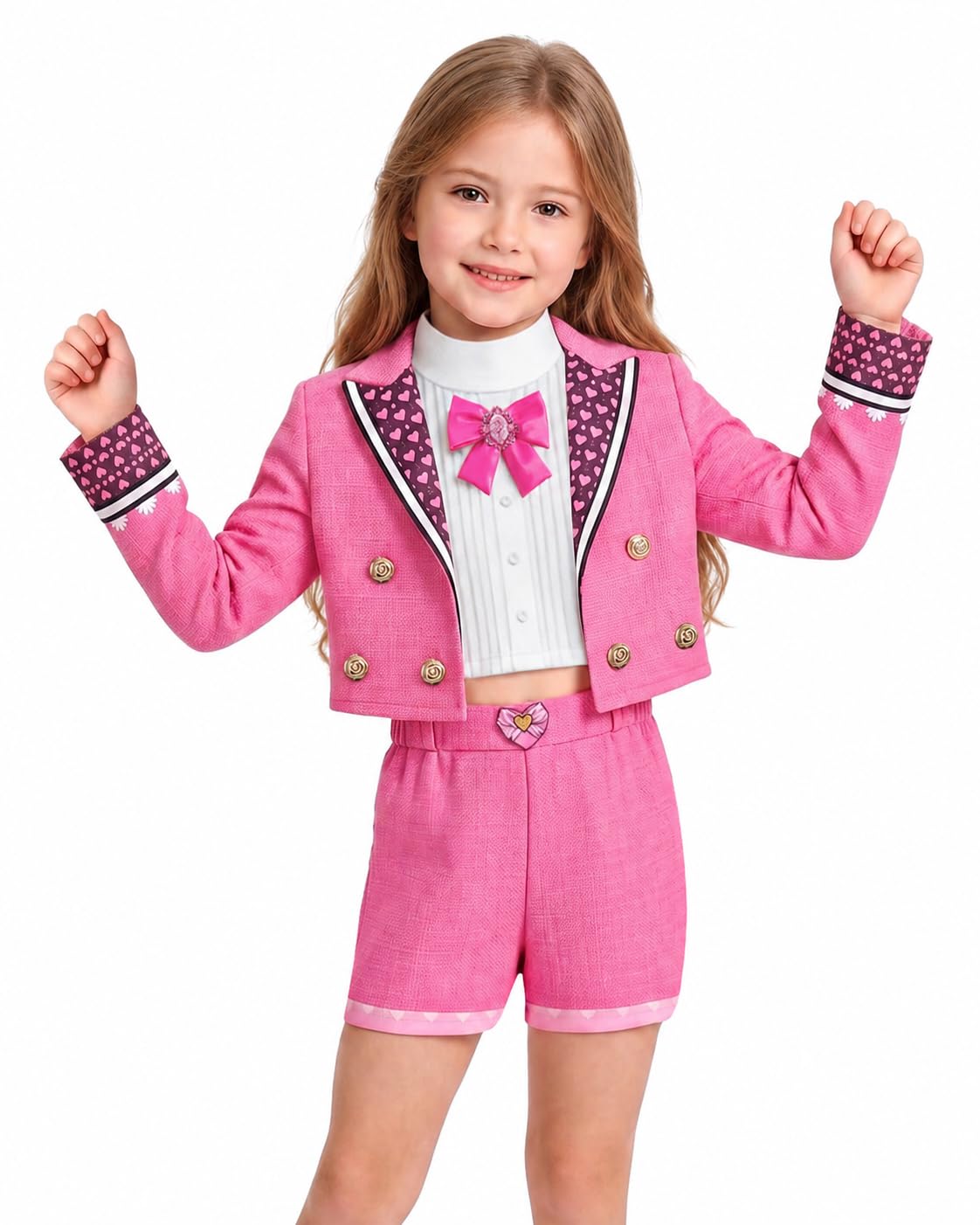 Pink Wonderland Costume with Wig Girls Princess Dress for Kids 5-12 Years