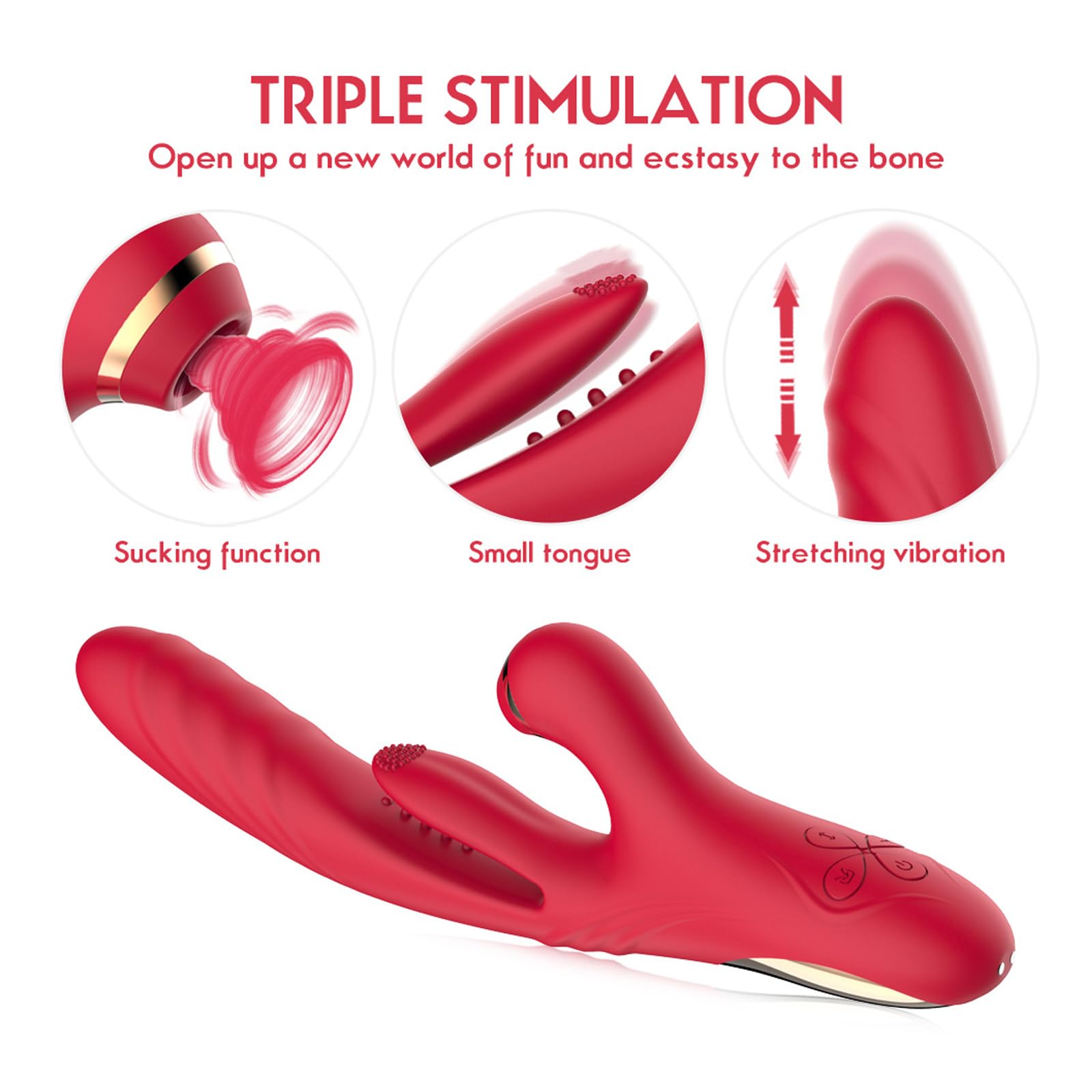 Vibratore di aspirazione multifrequenza, vibrazioni di aspirazione, design nuovo di zecca, tre teste, impermeabile IPX6, ideale per giochi erotici e masturbazione