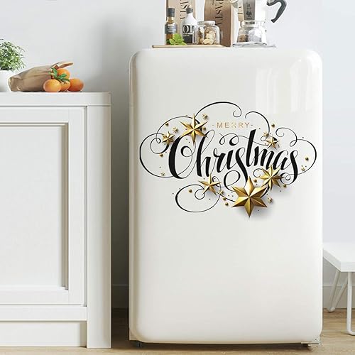 Miniatura 6 de Calcomanías de pared de vinilo con texto en inglés "Merry Christmas", autoadhesivas, autoadhesivas, coloridas decoraciones de pared para fiestas de