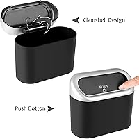 Vista 4 de Accmor - Paquete de 2 mini botes de basura con tapa para automóvil, organizador pequeño de basura con bolsa de basura, para colgar, a prueba
