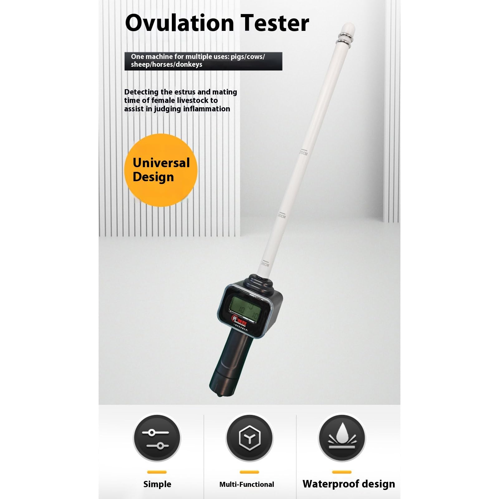Dispositivo di test di fertilità del bestiame per bovini suini cavalli sonda delicata schermo LCD batteria rimovibile Ciclo di allevamento Monitoraggio LCD della fertilità del bestiame