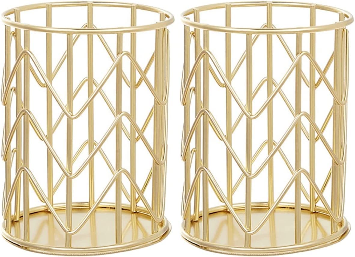 Portapenne Portamatite Articoli di cancelleria Contenitore Organizzatore di archiviazione 3 pezzi Tazza for trucco Rosa Pennello multiuso Vanità Organizzatore da tavolo in metallo Oro Scrivania e supp