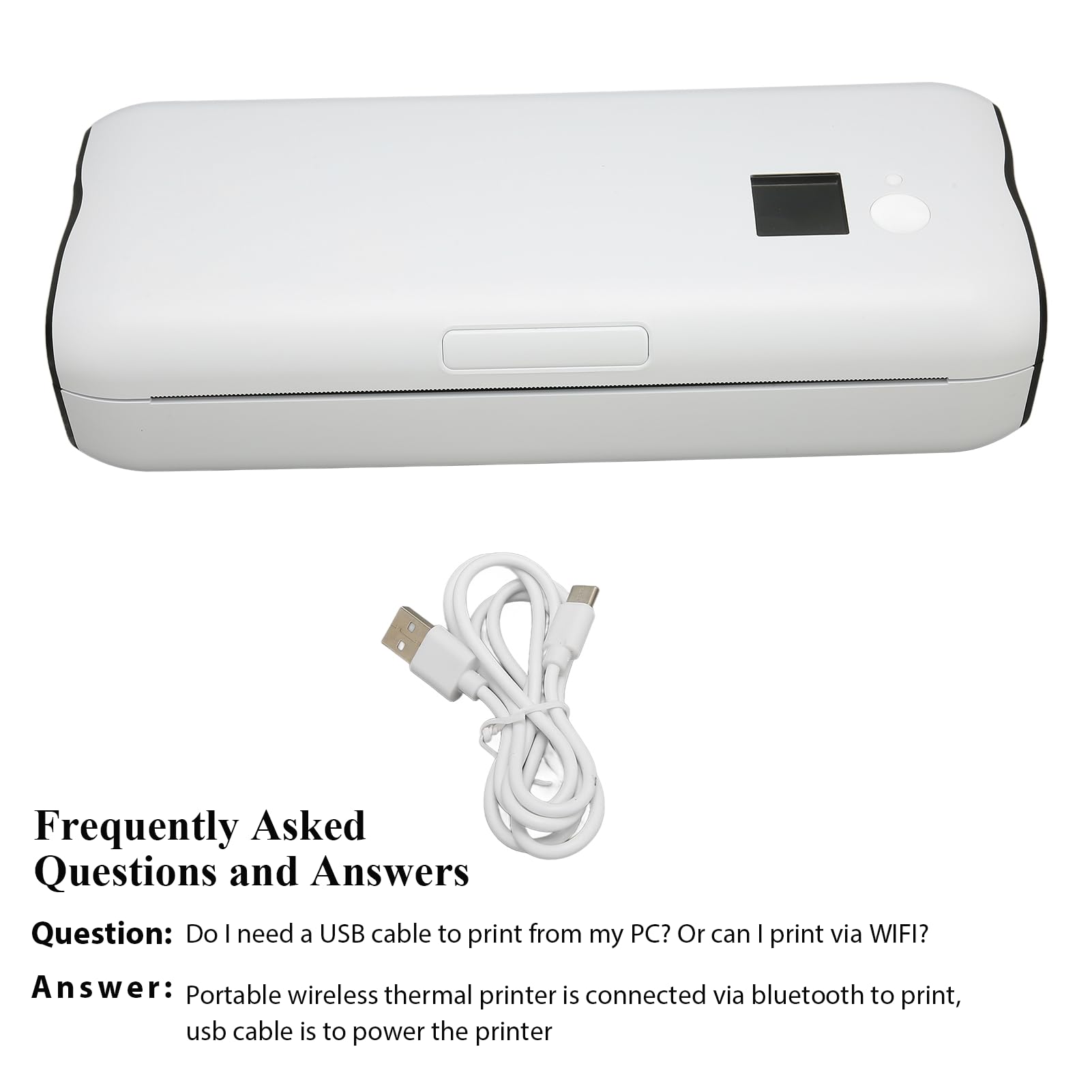Zunate Stampante termica wireless portatile, supporta carta da stampa larga 216 mm, batteria al litio integrata da 2600 mAh, per ufficio mobile