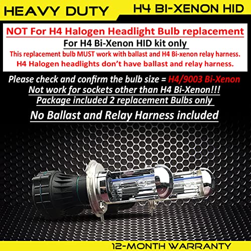 Progear Tech H4 9003 55W Bi-Xenon Dual Beams Heavy Duty Hid Xenon Replacement Bulbs 12V 24V (H4/9003(They Are Same), 8000K Iceberg) #TOP1