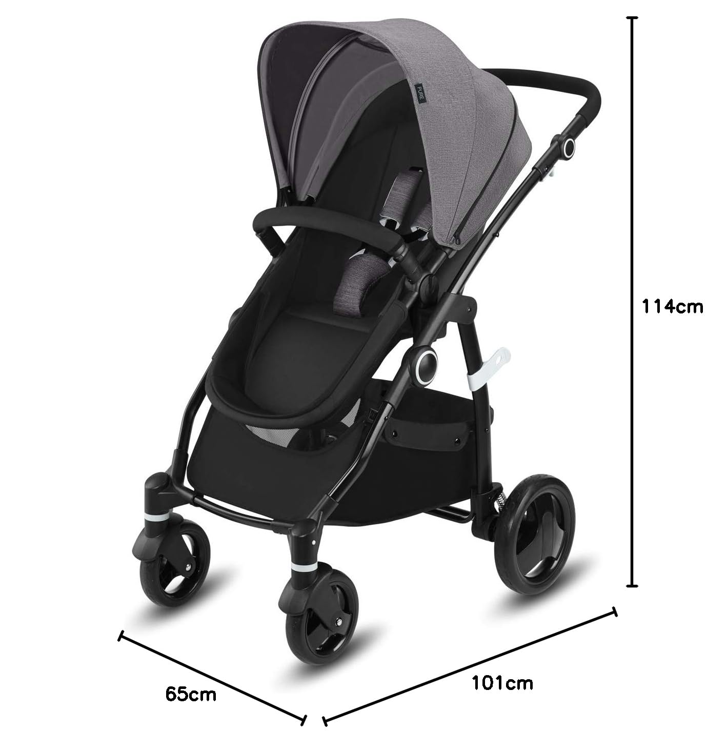 CBX Leotie Pure Passeggino Combinato con Seduta Reversibile e Navicella Pieghevole per Neonati, Parapioggia Incluso, dalla Nascita Fino a 15 kg, Comfy Grey