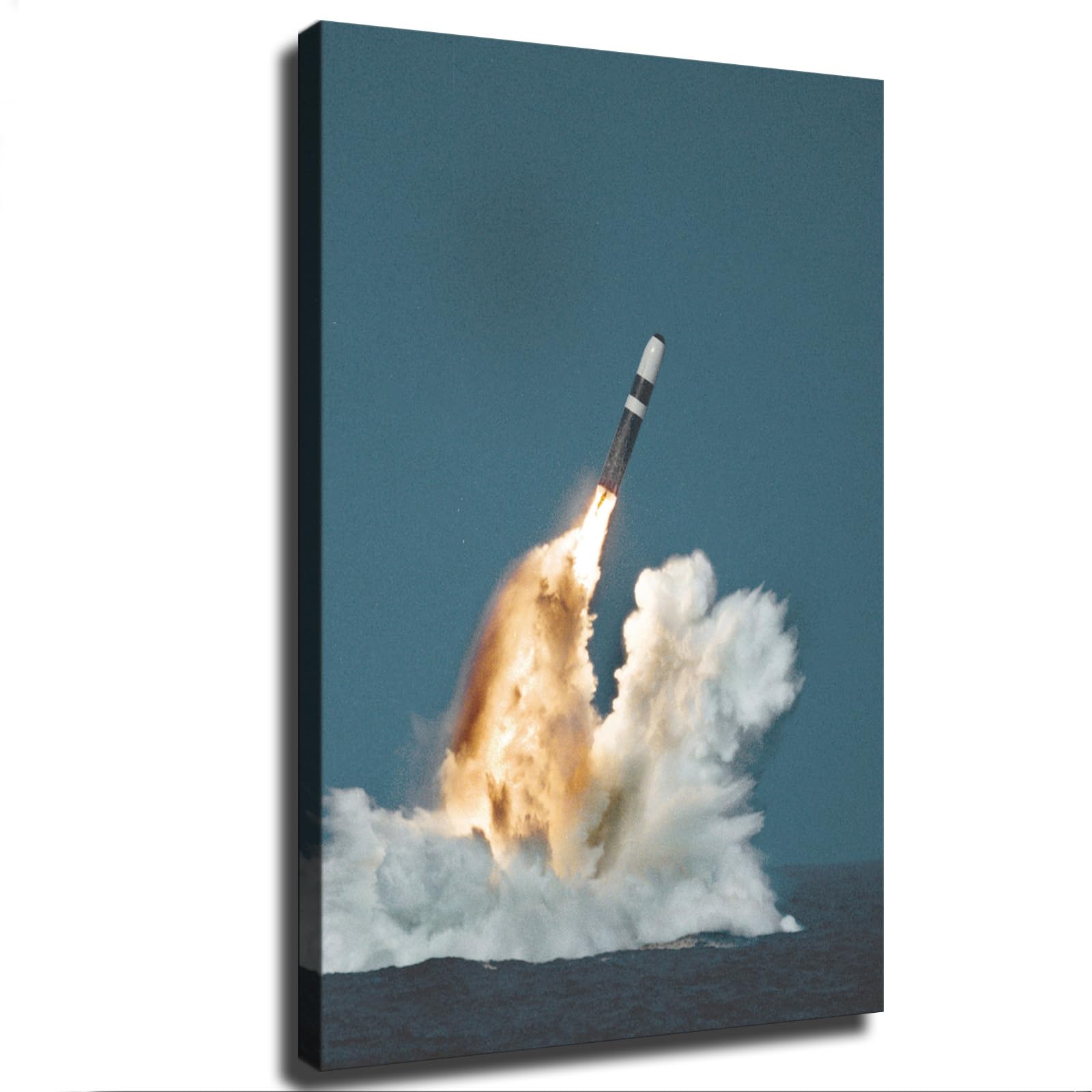 United States Trident Ii (D-5) Missile Underwater Launch Poster Canvas Art HD Picture Print for Modern Living Room Family Bedroom Wall Art Home Decor (24 * 36inch-Framed)