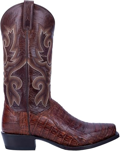 Dan Post Botas de vestir bordadas Bayou para hombre con punta cuadrada a media pantorrilla - marrón