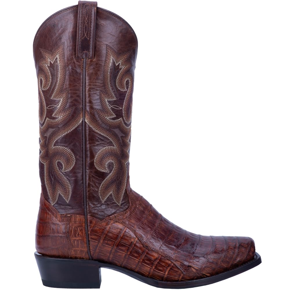 Dan Post Mens Bayou Embroidered Square Toe Pull On Dress Boots Mid Calf - Brown