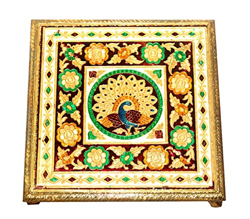 Vrindavan BazaarChowki Laminated Flower Design for Home Décor | Worship Accessory