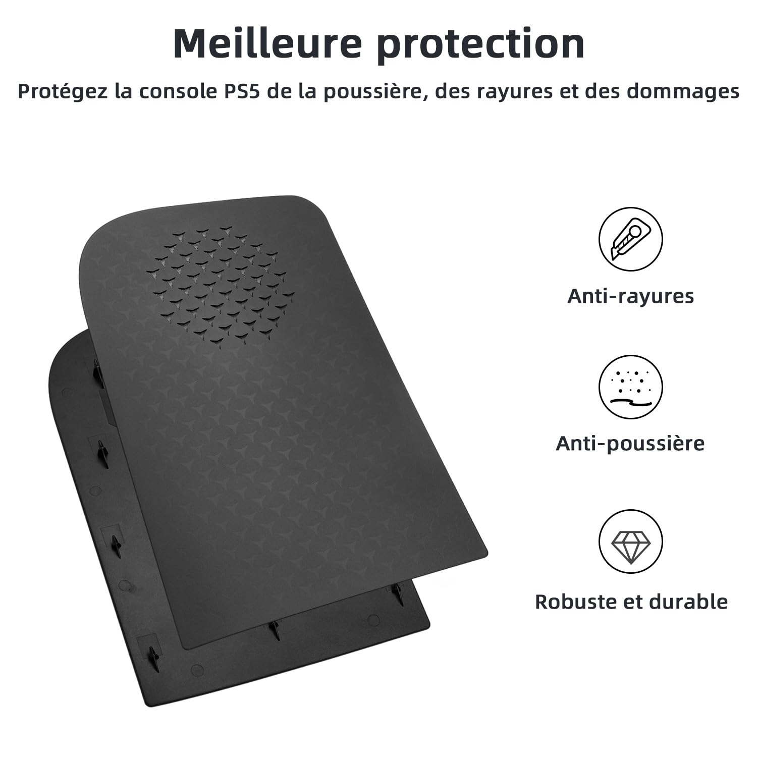 Mcbazel PS5 Façade Remplacement Avant Rigide Console Digital PS5 Plaque de Remplacement du Panneau de Ventilation de Refroidissement pour PlayStation 5 Digital Edition - Noir(Pas pour PS5 Slim/Pro)