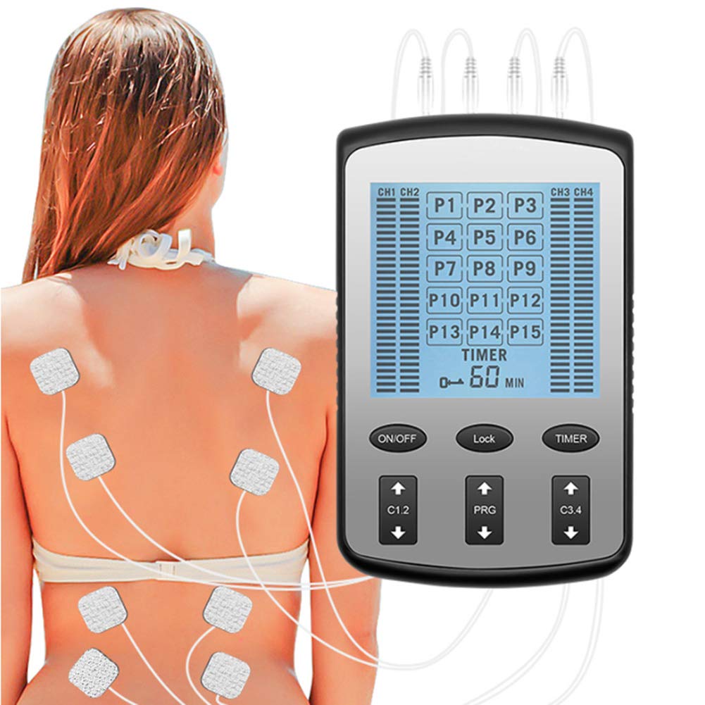 Elettrostimolatore Massaggio EMS Portatile Sollievo dal Dolore Elettrostimolatore TENS ed elettrostimolazione Muscolare Riabilitazione EMS 15 programmi di Massaggio 20 Livelli di intensità