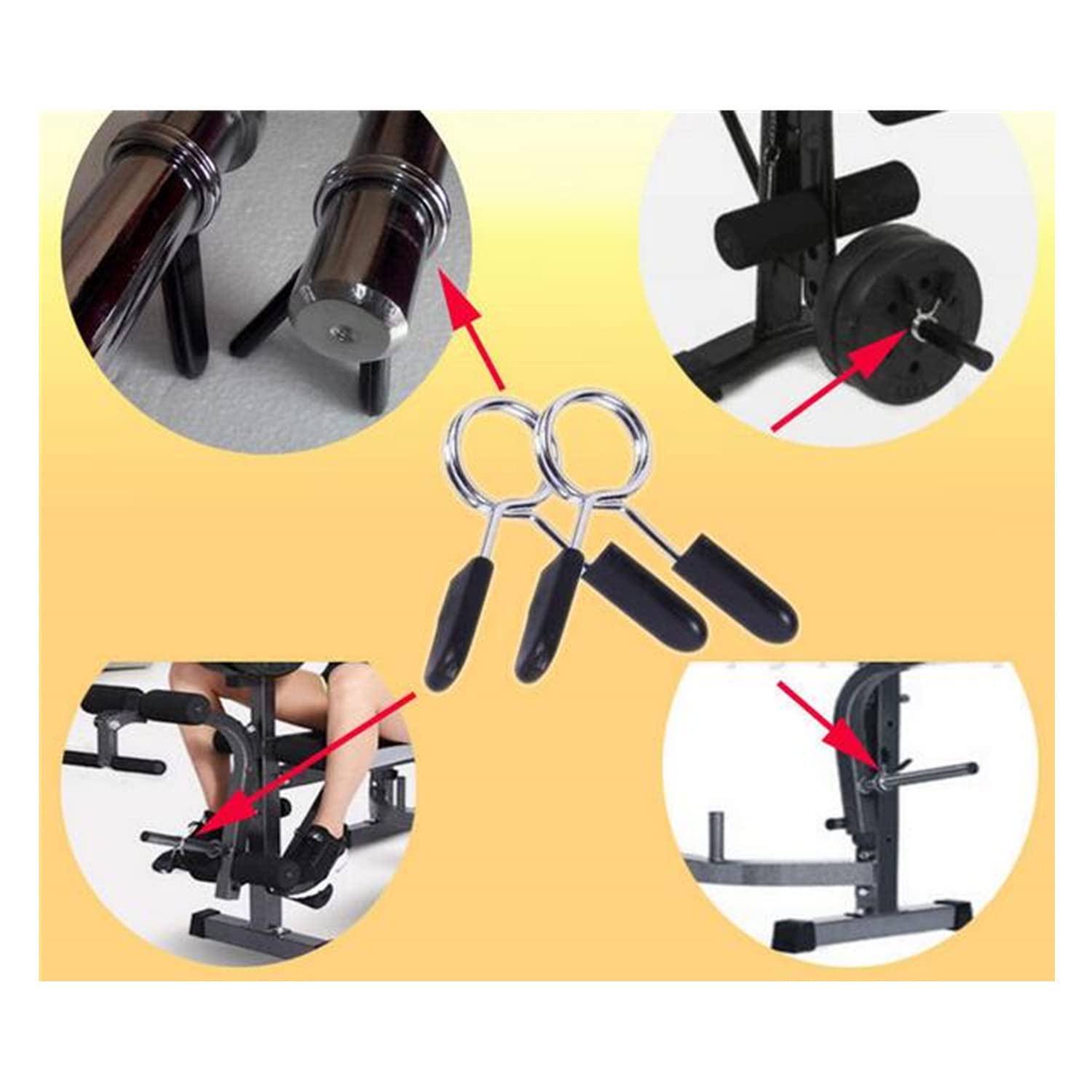 4 Clip A Molla Per Bilanciere Olimpico - Morsetti Antiscivolo Per Sollevamento Pesi E Fitness - Foto 2