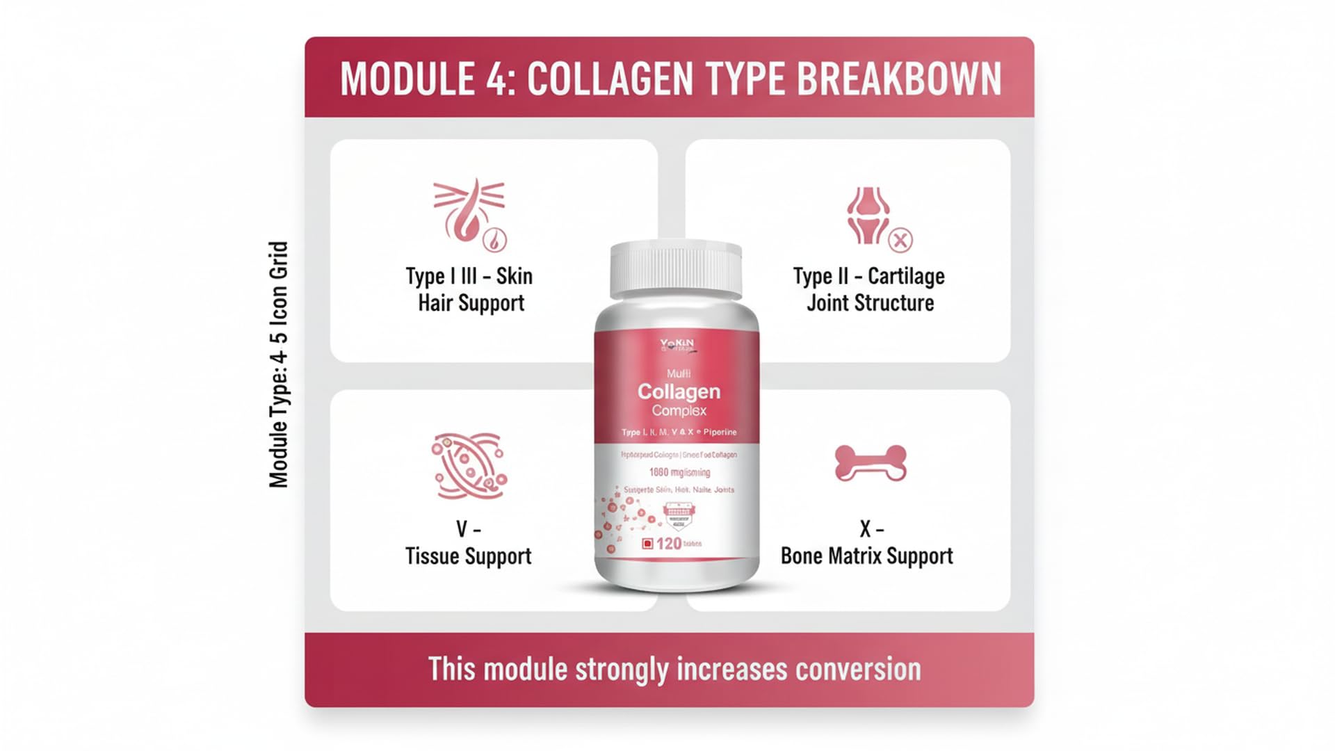 Vokin Biotech Multi Collagen Complex Peptide with all 5 Types I,II,III,V & X Supports Skin,Hair,Nails & Joints 120 Tablets, 200 grams — Amazon image 6